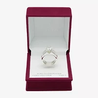 Sparkle Allure Womens Cubic Zirconia Pure Silver Over Brass Round Engagement Ring