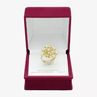 Sparkle Allure Womens Crystal 14K Gold Over Brass Flower Cluster Cocktail Ring