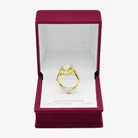 Sparkle Allure Womens Cubic Zirconia 14K Gold Over Brass Oval Cluster Cocktail Ring