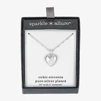 Sparkle Allure Initial Womens Cubic Zirconia Pure Silver Over Brass 18 Inch Locket Necklace