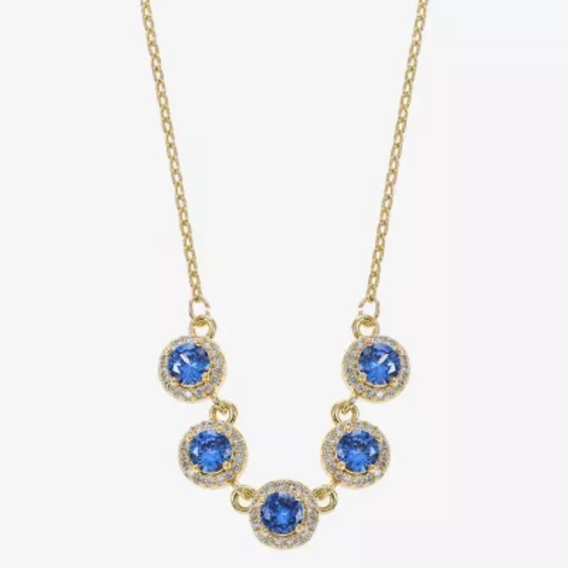 Sparkle Allure Womens Blue 14K Gold Over Brass 18 Inch Collar Necklace