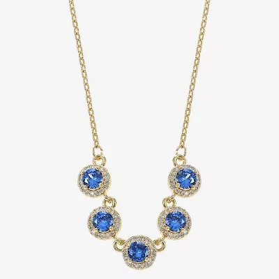 Sparkle Allure Womens Blue 14K Gold Over Brass 18 Inch Collar Necklace