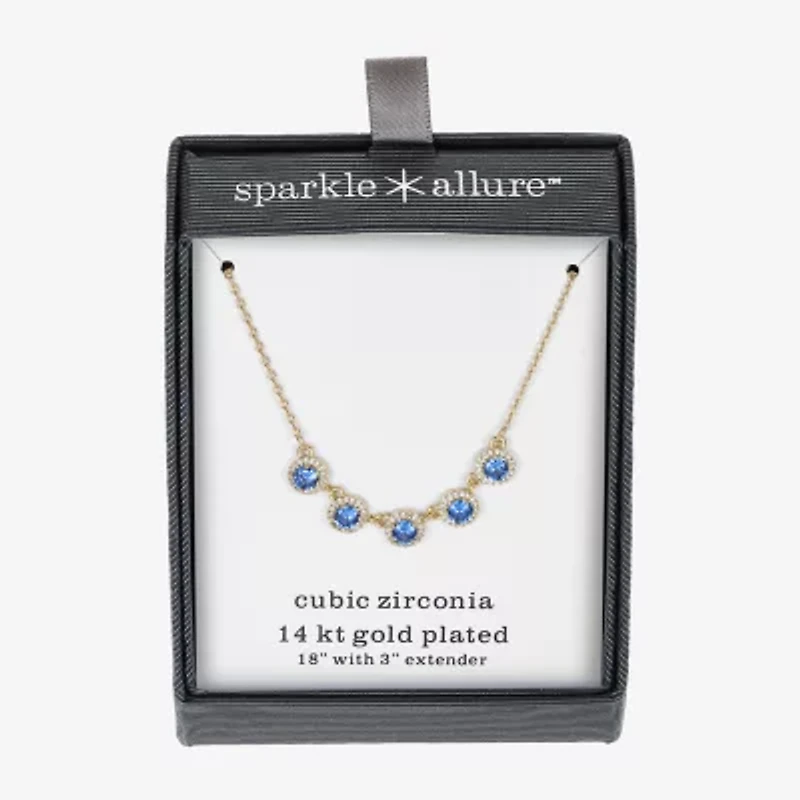 Sparkle Allure Womens Blue 14K Gold Over Brass 18 Inch Collar Necklace