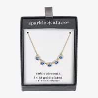 Sparkle Allure Womens Blue 14K Gold Over Brass 18 Inch Collar Necklace