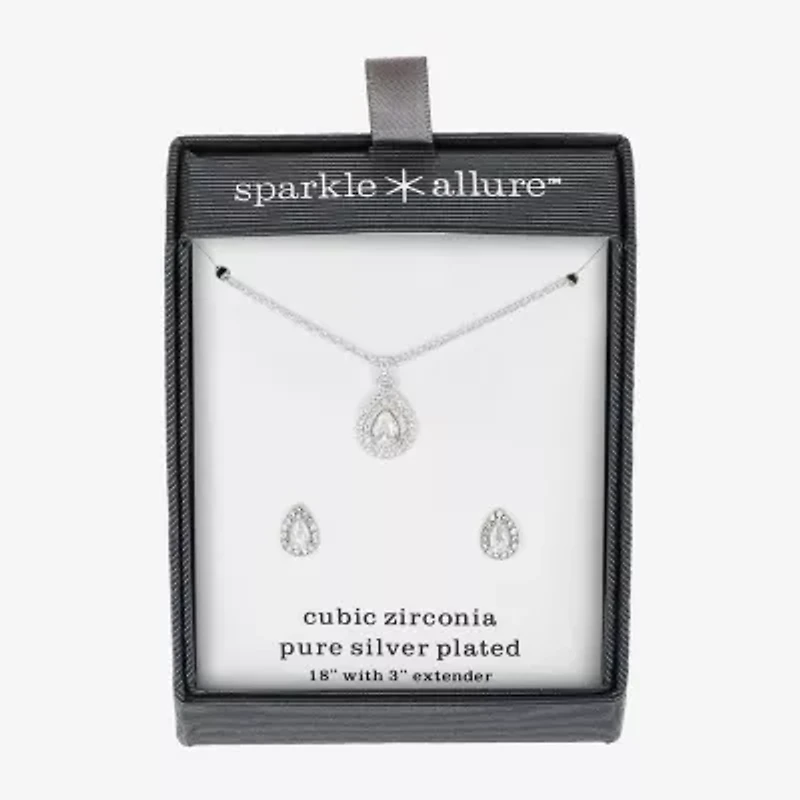 Sparkle Allure Womens Crystal Pure Silver Over Brass 3-pc. Jewelry Set