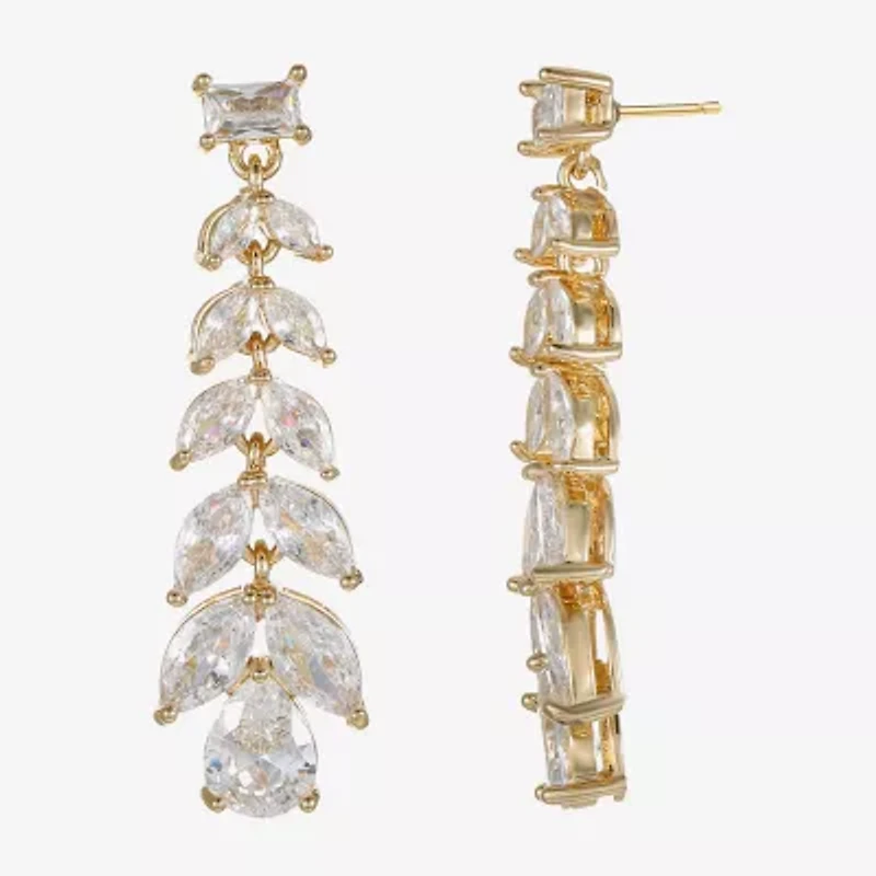 Sparkle Allure Womens Cubic Zirconia 14K Gold Over Brass Chandelier Earrings