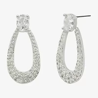 Sparkle Allure Womens Cubic Zirconia Pure Silver Over Brass Oval Drop Earrings