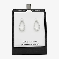Sparkle Allure Womens Cubic Zirconia Pure Silver Over Brass Oval Drop Earrings