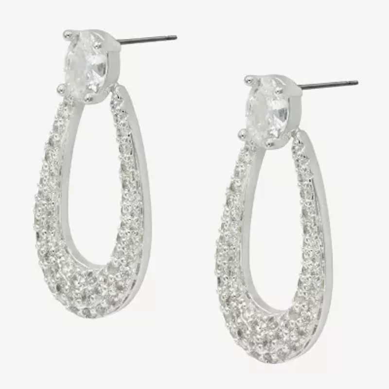 Sparkle Allure Womens Cubic Zirconia Pure Silver Over Brass Oval Drop Earrings