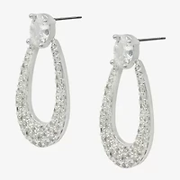 Sparkle Allure Womens Cubic Zirconia Pure Silver Over Brass Oval Drop Earrings