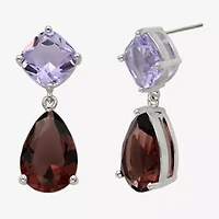 Sparkle Allure Womens Purple Crystal Pure Silver Over Brass Pear Round Drop Earrings