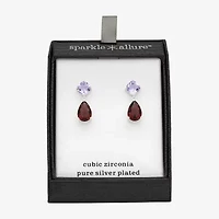 Sparkle Allure Womens Purple Crystal Pure Silver Over Brass Pear Round Drop Earrings