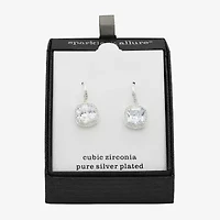 Sparkle Allure Womens Cubic Zirconia Pure Silver Over Brass Cushion Drop Earrings