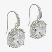 Sparkle Allure Womens Cubic Zirconia Pure Silver Over Brass Cushion Drop Earrings