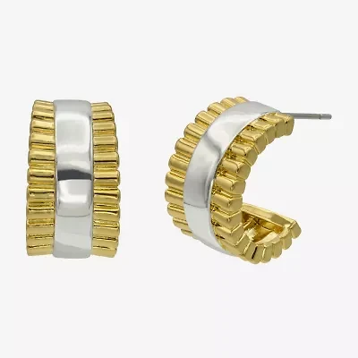 Silver Reflections Womens 14K Gold Over Brass 17.9mm Hoop Earrings