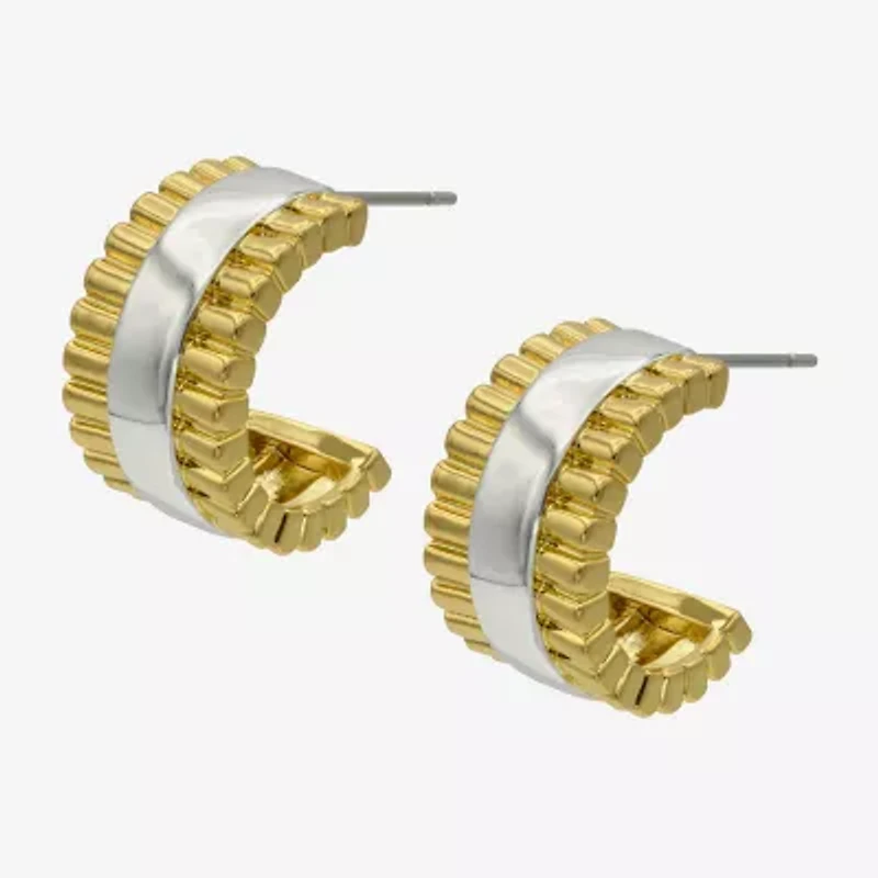Silver Reflections Womens 14K Gold Over Brass 17.9mm Hoop Earrings