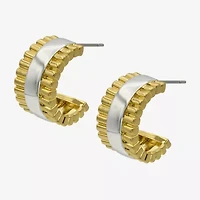 Silver Reflections Womens 14K Gold Over Brass 17.9mm Hoop Earrings