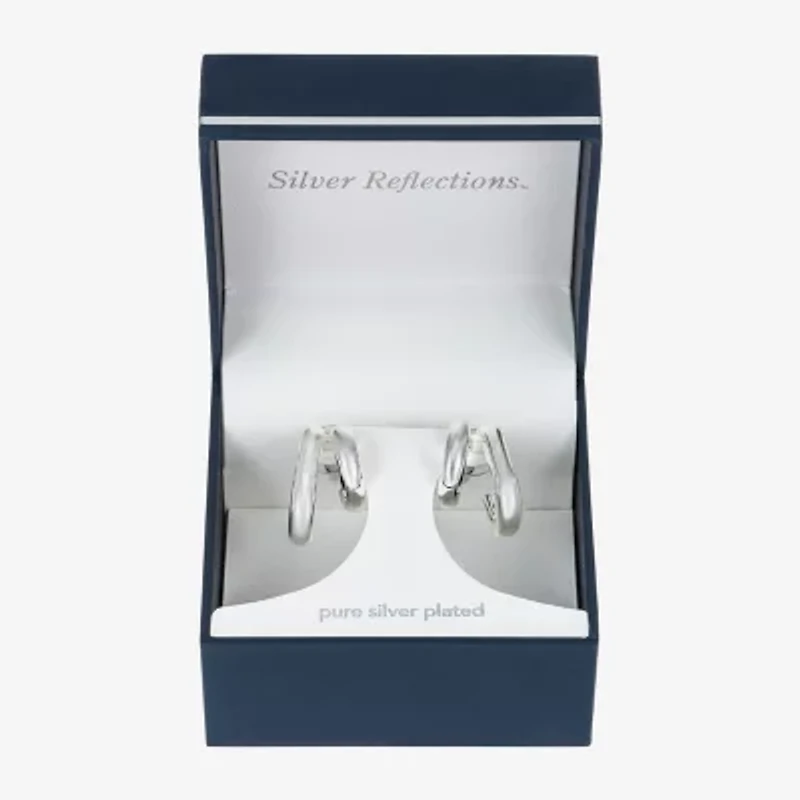 Silver Reflections Womens 25.2mm Hoop Earrings