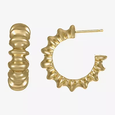 Silver Reflections Womens 14K Gold Over Brass 28.3mm Hoop Earrings