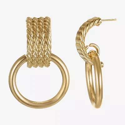 Silver Reflections Door Knocker Womens 14K Gold Over Brass Drop Earrings