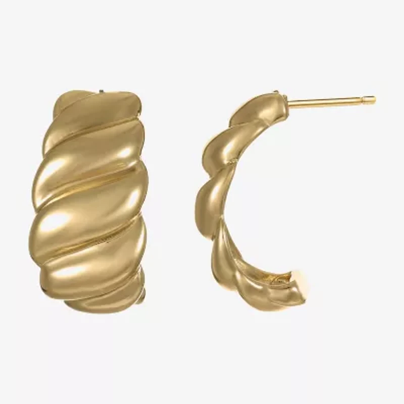 Silver Reflections Womens 14K Gold Over Brass 27.5mm Hoop Earrings