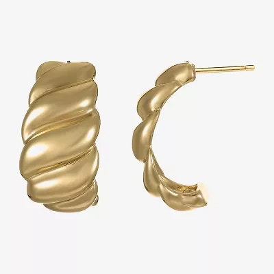 Silver Reflections Womens 14K Gold Over Brass 27.5mm Hoop Earrings