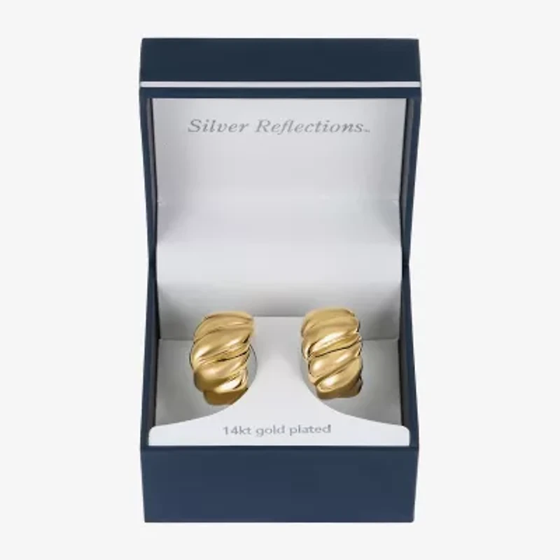 Silver Reflections Womens 14K Gold Over Brass 27.5mm Hoop Earrings