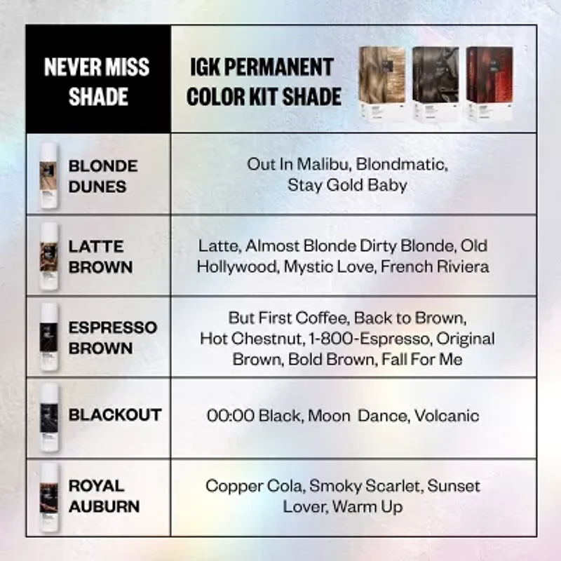 IGK Never Miss Root Spray Hair Color 2 oz.