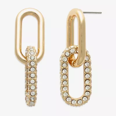 Bold Elements Gold Tone Womens Glass Drop Earrings