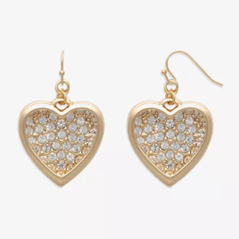 Bold Elements Gold Tone Womens Heart Drop Earrings