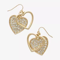 Bold Elements Gold Tone Womens Heart Drop Earrings