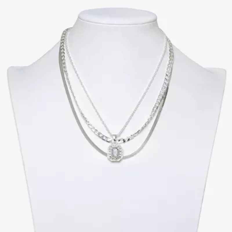 Bold Elements Silver Tone Womens 19 Inch Strand Necklace