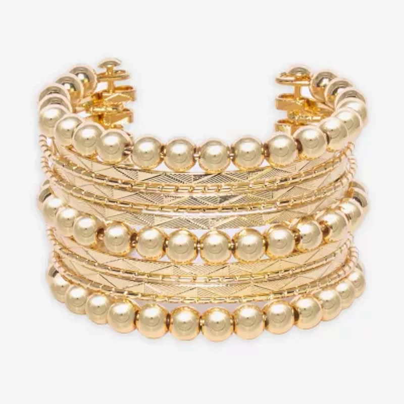 Bold Elements Gold Tone Womens Cuff Bracelet