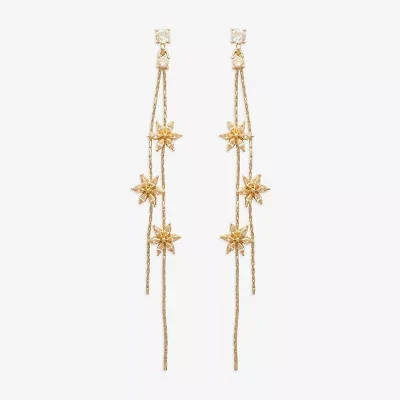 Mixit Womens Cubic Zirconia Flower Drop Earrings