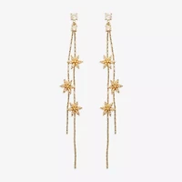 Mixit Womens Cubic Zirconia Flower Drop Earrings