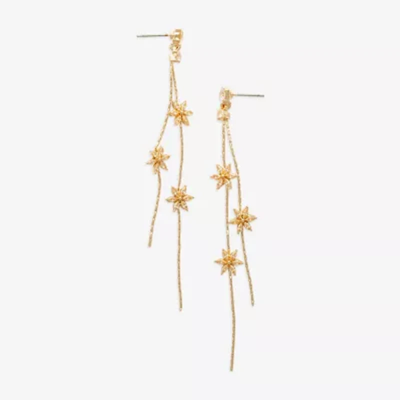 Mixit Womens Cubic Zirconia Flower Drop Earrings