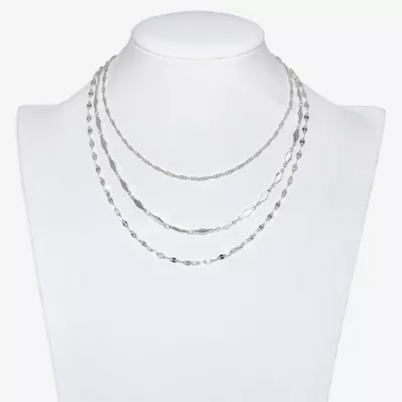 Mixit Silver Tone Multi Strand Womens 16 Inch Fashion Chain Necklace