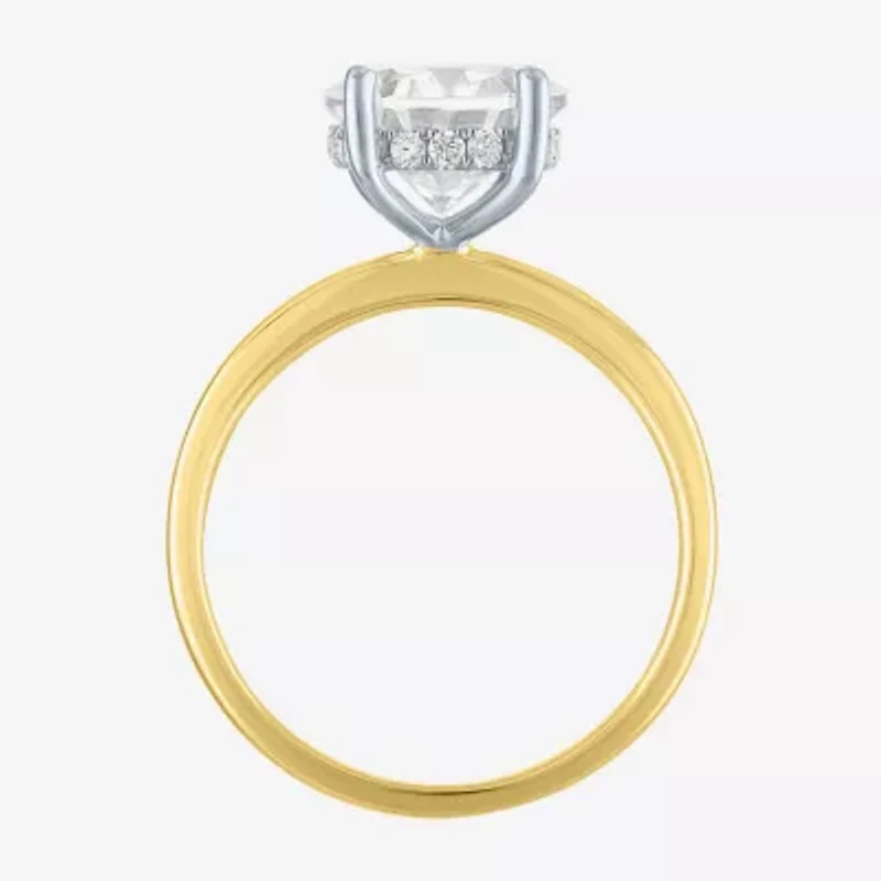 Signature By Modern Bride Womens 4 1/7 Ct. T.W. Lab Grown White Diamond 14K Two Tone Gold Round Engagement Ring