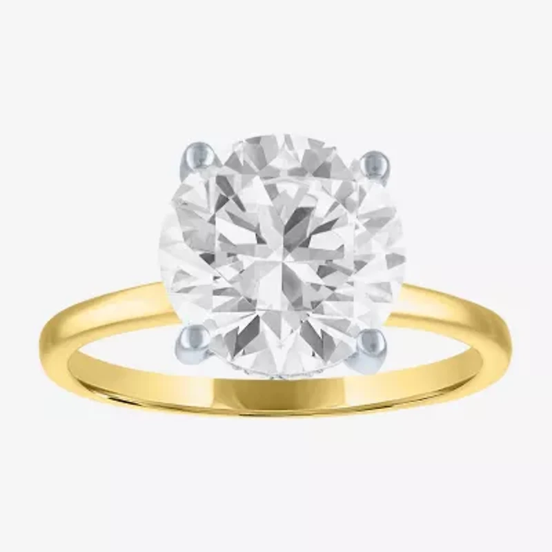 Signature By Modern Bride Womens 4 1/7 Ct. T.W. Lab Grown White Diamond 14K Two Tone Gold Round Engagement Ring