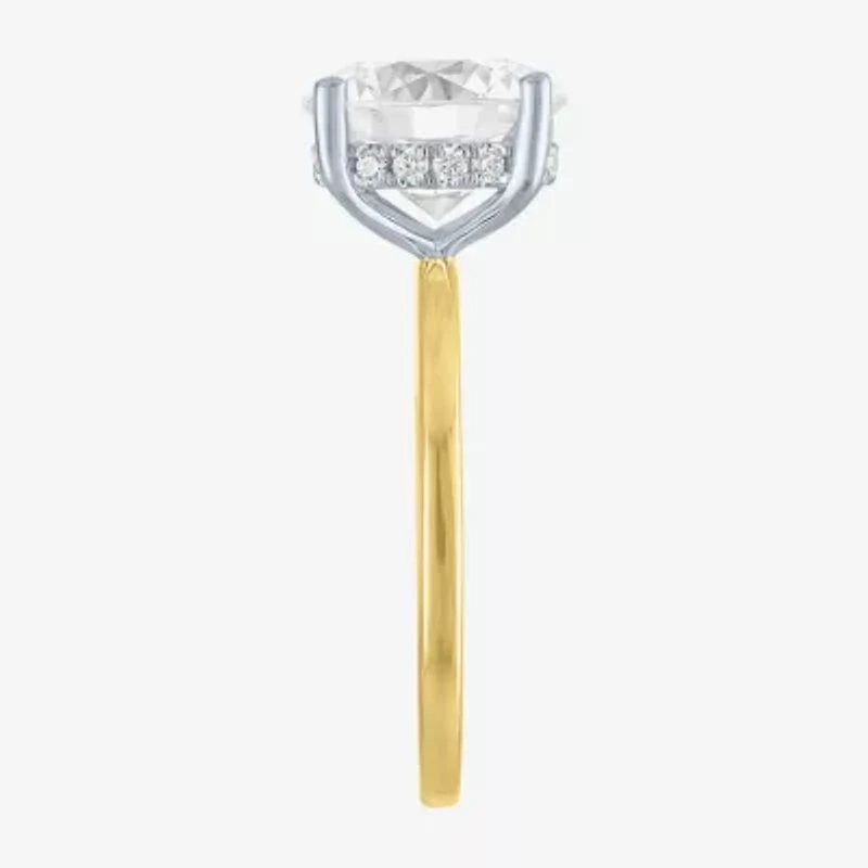 Signature By Modern Bride Womens 4 1/7 Ct. T.W. Lab Grown White Diamond 14K Two Tone Gold Round Engagement Ring