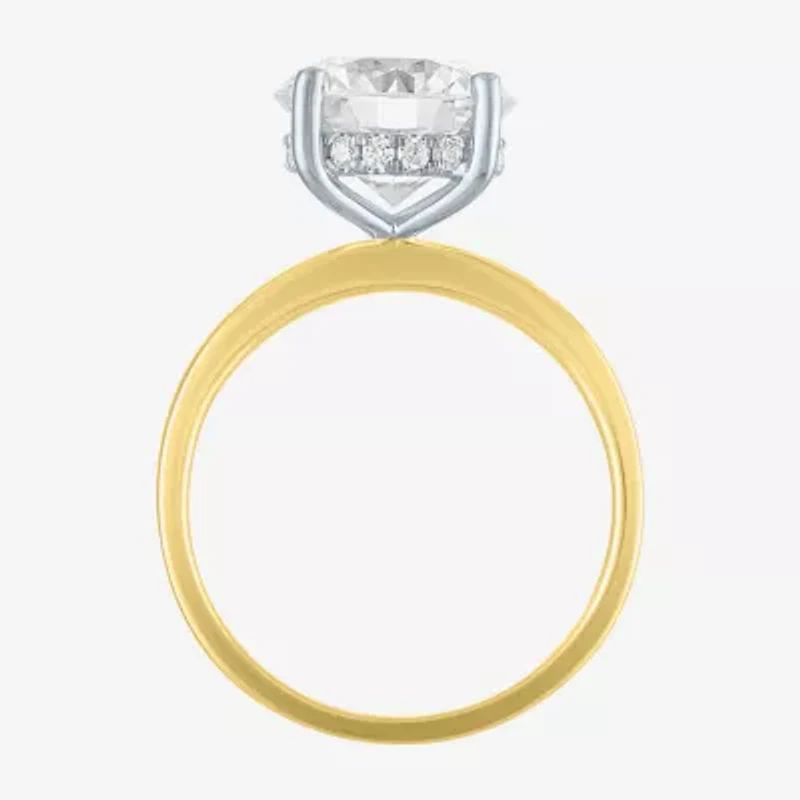 Signature By Modern Bride Womens 4 1/7 Ct. T.W. Lab Grown White Diamond 14K Two Tone Gold Oval Engagement Ring