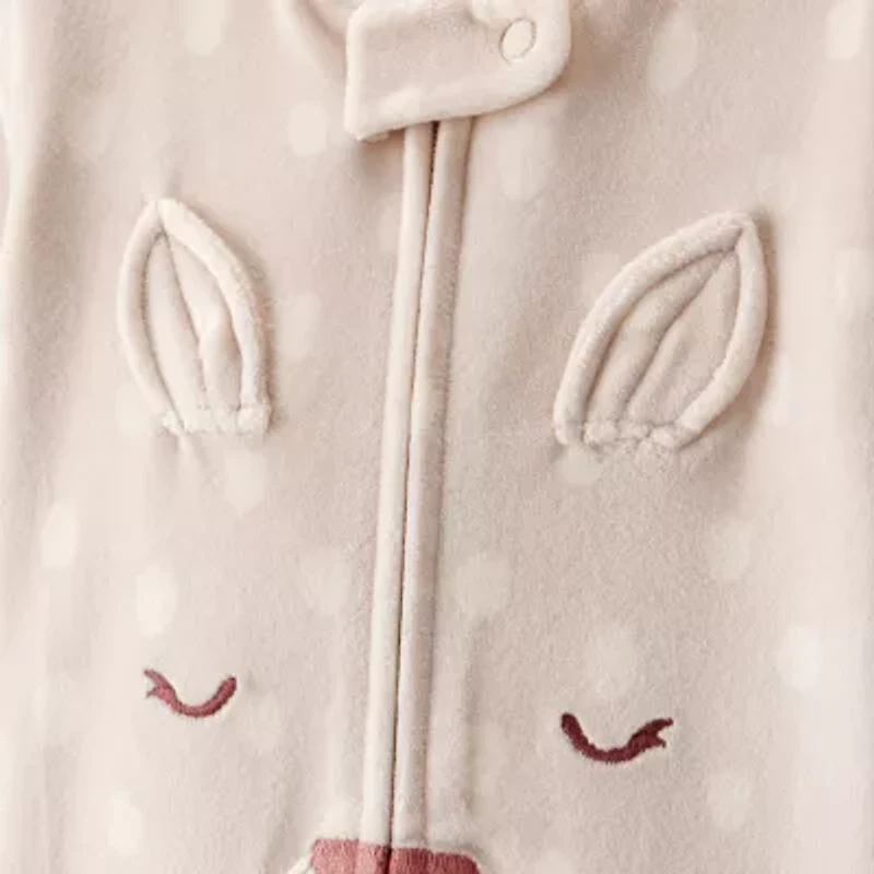 Carter's Baby Girls Footed Fleece Round Neck Long Sleeve One Piece Pajama