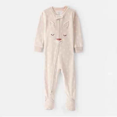 Carter's Baby Girls Footed Round Neck Long Sleeve One Piece Pajama