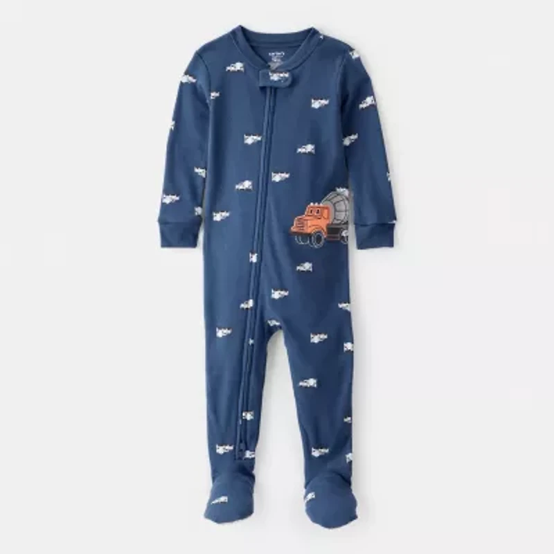 Carter's Baby Boys Footed Rib Crew Neck Long Sleeve One Piece Pajama