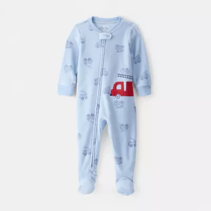 Carter's Baby Boys Footed Fleece Round Neck Long Sleeve One Piece Pajama