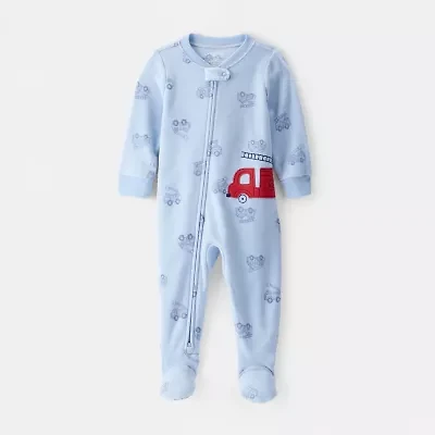 Carter's Baby Boys Footed Fleece Round Neck Long Sleeve One Piece Pajama
