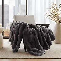 Madison Park Camille Faux Fur Washable Midweight Throw