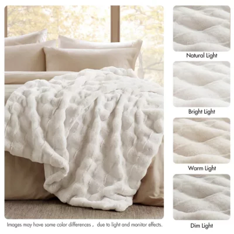 Madison Park Camille Faux Fur Washable Midweight Throw