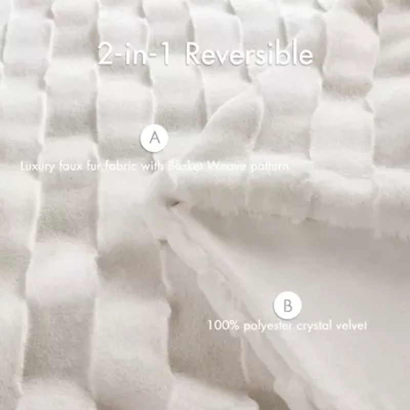 Madison Park Camille Faux Fur Washable Midweight Throw