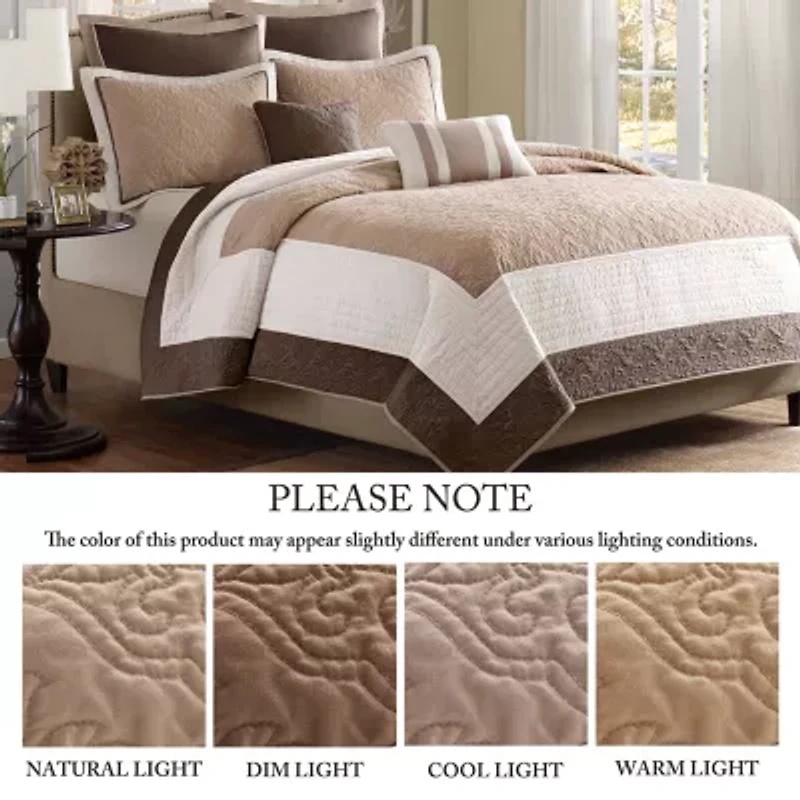 Madison Park Danville 7-Pc Quilt Set with Euro Shams and Throw Pillows